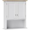 HOMCOM Wall Mounted Bathroom Cabinet, Modern Bathroom Wall Cabinet with 2 Doors and Adjustable Shelf, White