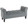 HOMCOM Tufted Storage Ottoman Bench Armed Folding Entryway Upholstered Bed Bench Gray