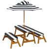 Outsunny Kids Outdoor Wooden Table & Chair Set with Umbrella, Seating for 4, Ages 3-8