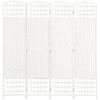 HOMCOM 4-Panel White Wave Fiber Folding Privacy Screen, Freestanding Room Divider for Home Office