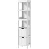 HOMCOM Narrow Bathroom Storage Cabinet, Bathroom Cabinet with 2 Drawers & 3 Open Shelves, Slim Bathroom Floor Cabinet, White