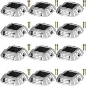VEVOR Driveway Lights 12-Pack Solar Driveway Lights Bright White with Screws Solar Deck Lights Outdoor Waterproof Wireless Dock Lights 6 LEDs for Path