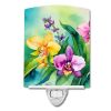 NEW Orchids in Watercolor Ceramic Night Light Compact, UL-Certified, Ideal for Bedroom, Bathroom, Nursery, Hallway, Kitchen, 6x4x3, Multicolor