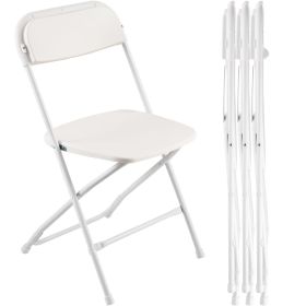 VEVOR 4 Pack Folding Chairs, Foldable Plastic Chairs with Heavy Duty Metal Frame, Portable Folding Card Table Chairs