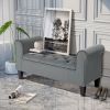 HOMCOM Tufted Storage Ottoman Bench Armed Folding Entryway Upholstered Bed Bench Gray