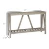 HOMCOM Farmhouse Console Table Gray Storage Shelf Rustic Sofa Table Anti-tipper Living Room Entryway