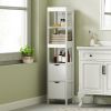 HOMCOM Narrow Bathroom Storage Cabinet, Bathroom Cabinet with 2 Drawers & 3 Open Shelves, Slim Bathroom Floor Cabinet, White