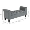 HOMCOM Tufted Storage Ottoman Bench Armed Folding Entryway Upholstered Bed Bench Gray
