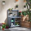Outsunny Wooden Potting Station with Sink, Tap, and Aluminum Top for Gardening Convenience Gray