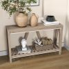 HOMCOM Farmhouse Console Table Gray Storage Shelf Rustic Sofa Table Anti-tipper Living Room Entryway