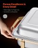 8 Qt 4 Pack Rectangle Chafing Dish Buffet Set Full-Size & Half-Size Pans Gold