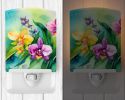 NEW Orchids in Watercolor Ceramic Night Light Compact, UL-Certified, Ideal for Bedroom, Bathroom, Nursery, Hallway, Kitchen, 6x4x3, Multicolor