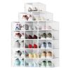 Set of 18 Stackable Clear Plastic Transparent Shoe Storage Box in Home